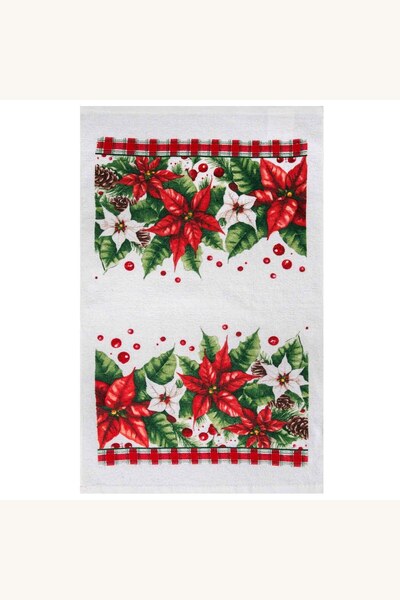 Comerivo Prosop de bucatarie din bumbac alb cu model de Craciun, 60x35cm, ide...