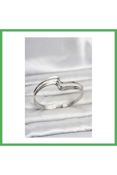 Nur store Çanta Zigzag-Patterned Silver-Colored Brass Women's Bracelet BEZOSS