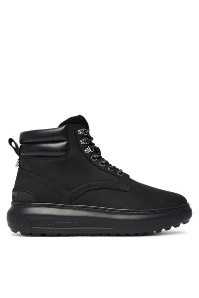 Karl Lagerfeld Ανδρικά Δερμάτινα Kapri Lug Μποτάκια Μαύρα KL57548-20X Black