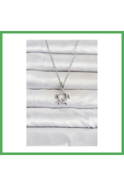 Nur store Çanta قلادة نسائية من الفولاذ المقاوم للصدأ 316L، لون فضي، تصميم "ك...