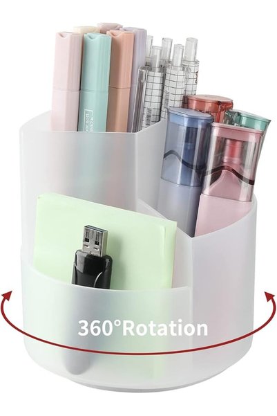 GENERAL Desk Pencil Pen Holder, 3 Slots 360-Degree Spinning Pencil Pen Desk O...