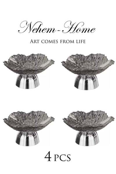nehem 4 PCS Clear Serving Tray, Serving Plate, Elegant Floral Pattern Clear T...