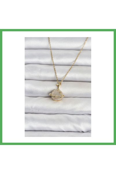 Nur store Çanta قلادة نسائية بتصميم كوكب، مصنوعة من سلسلة فولاذية 316L، لون ذ...