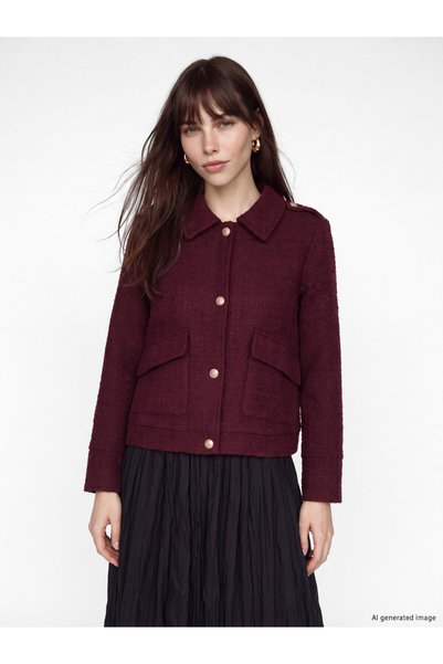 LC Waikiki Shirts for Style Seekers Roba Collar Women's Tweed Jacket by Uzg S...