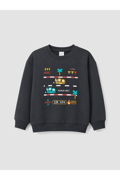 LC Waikiki Rmz Gi̇yi̇m Farkiyla Printed Boys' Thick Sweatshirt