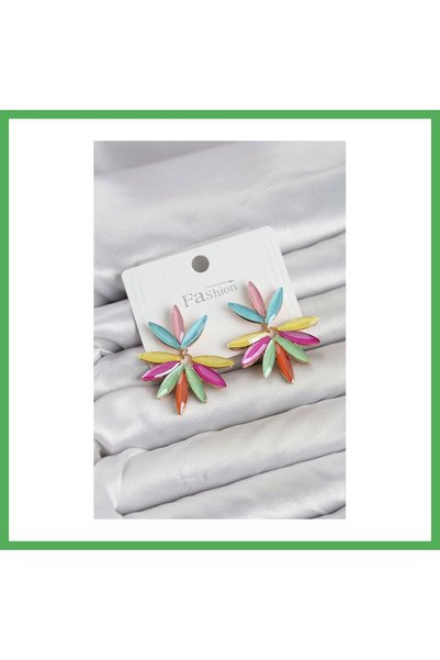 Nur store Çanta Assorted-Color Crystal Lotus-Design Women's Earrings BEZOSS