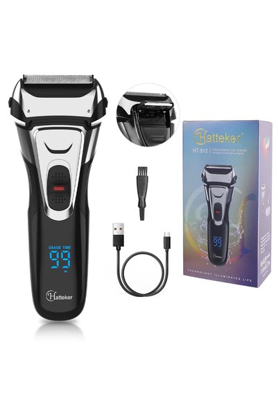 Generic Hatteker Mens Electric Shaver Waterproof LED Rechargeable USB Hair Tr...
