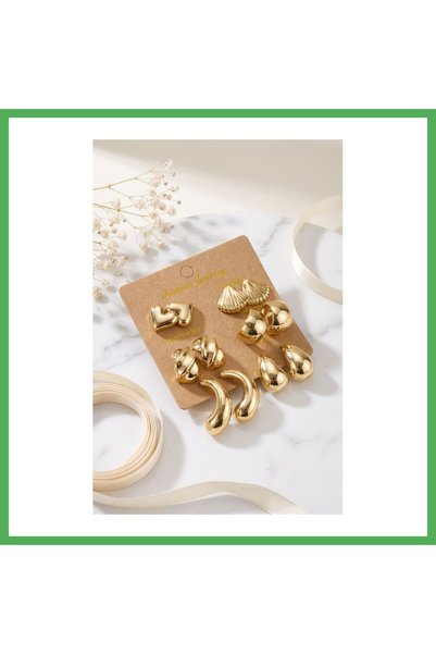 Nur store Çanta Gold-Plated CCB 6-Pair Women's Earring Set BEZOSS