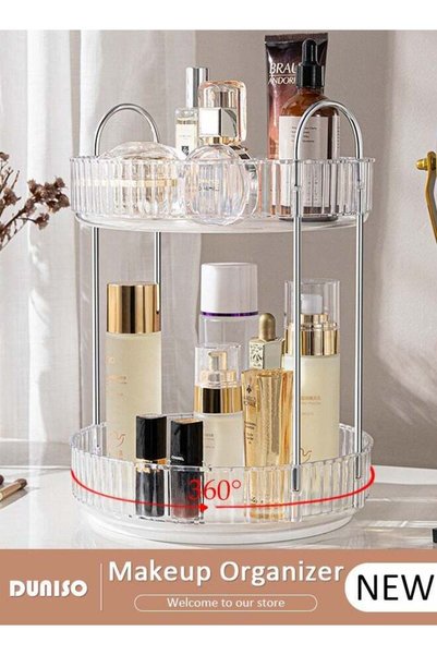 DUNISO 360 Rotation Makeup Brush Organizer, Wall Mounted Bathroom Counter Org...