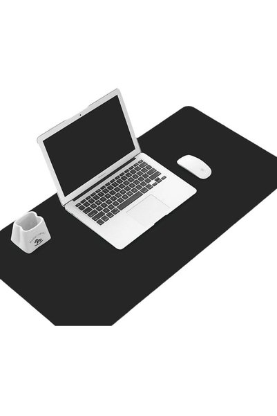 Generic Brand Black Faux Leather Desk Mat with Storage for Office Accessories