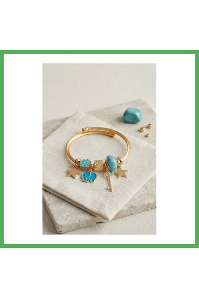 Nur store Çanta Keychain and Elephant-Shaped Blue Charm Bracelet BEZOSS