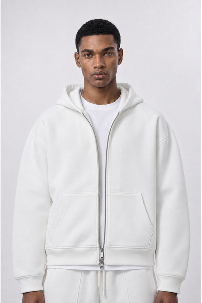 Respire Ανδρικό φούτερ με κουκούλα και φερμουάρ, oversized, με υφή panda, σε ...