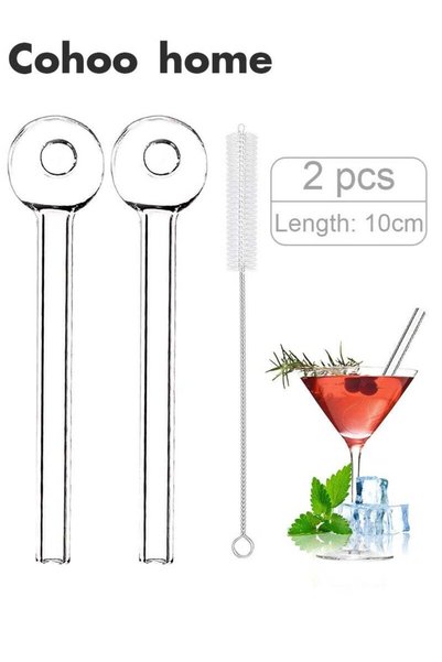 Cohoo Home 2 pcs Breakproof Glass Straws - Durable Reusable Glass Drinking St...