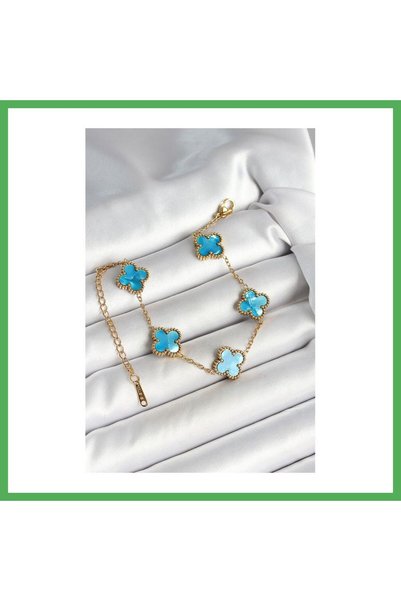 Nur store Çanta سوار نسائي من الفولاذ 316L بلون أزرق سماوي لؤلؤي وذهبي على شك...