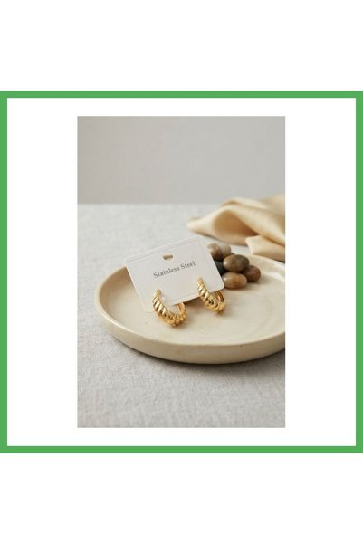 Nur store Çanta حلق من الفولاذ 316L، لون ذهبي، تصميم حلقي ملتوي، ماركة BEZOSS.