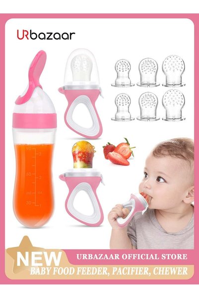 URbazaar Baby Food Feeder, 2 Pack Baby Fruit Feeder Pacifier Fresh Food Feede...
