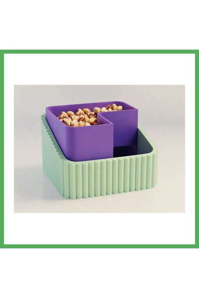Nur store Çanta 3D-Printed Pistachio Bowl - Dual-Chamber Shell Separator Serv...