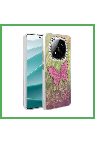 Nur store Çanta Redmi Note 14 Pro 5G Compatible Case with Blade Mirrored Patt...