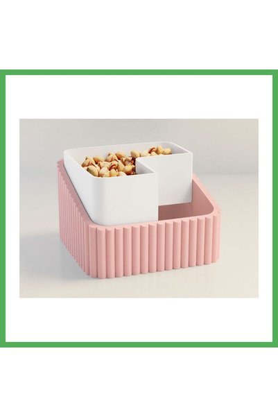 Nur store Çanta وعاء الفستق ثلاثي الأبعاد - وعاء تقديم بتصميم مزدوج الحجرة لف...