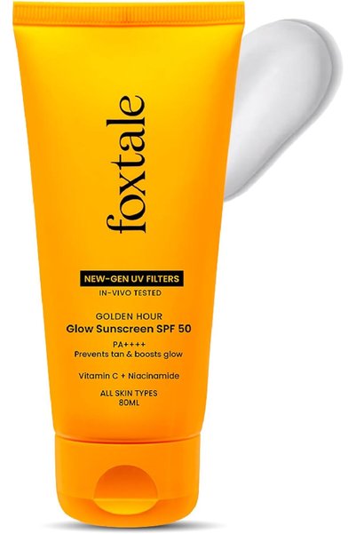 Foxtale واقي شمس متوهج SPF 50 PA++++ مع فيتامين C والنياسيناميد لإشراقة ندية
