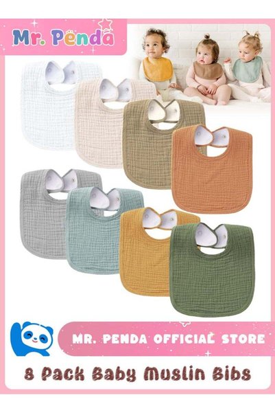 Mr. Penda 10 Pack Baby Dribble Bibs, Waterproof Absorbent Cotton Drool Bibs f...