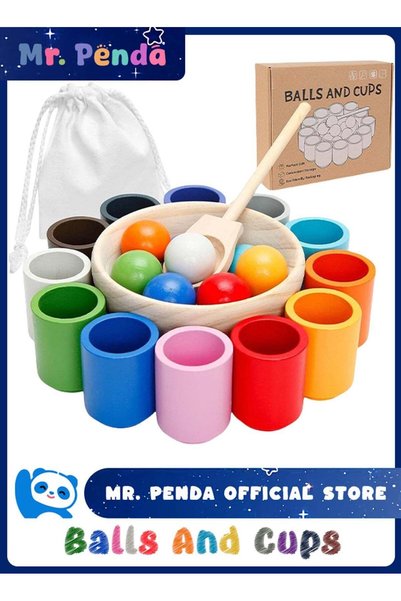 Mr. Penda 12 كرة للعب وتعليم الفرز بالألوان للأطفال الصغار، مجموعة كرات في أك...