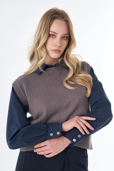 Kayra Rundhals-Strickpullover Grau