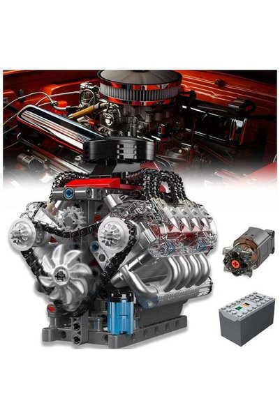 mouldking Mould King 10171 Motorized Building Bricks, 487pcs V8 Engine Motori...