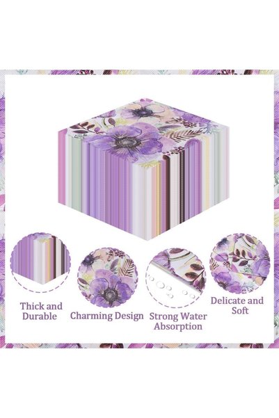 Tazweeq 100 Pcs Paper Napkins, Designed Vintage Flowers Prints Cocktail Napki...