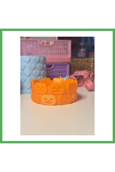 Nur store Çanta 3D-Printed Decorative Bowl with Pumpkin Relief Design, Orange...