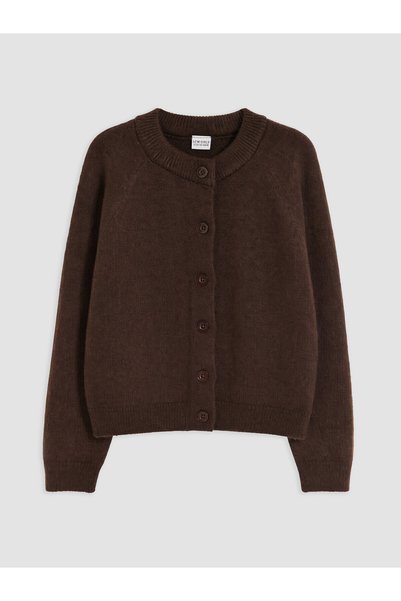 LC Waikiki Two Mt Shop Quality Lcw Kids Brown Oval Collar Girls' Knitwear Car...