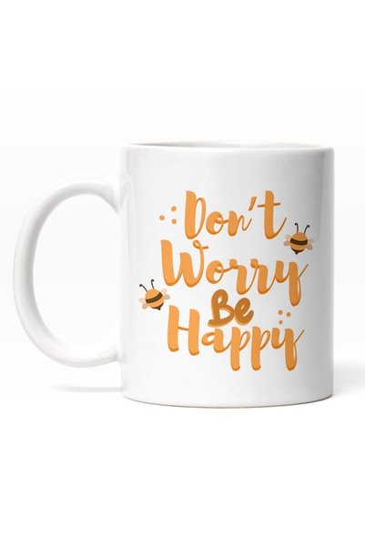 INOVATIX Personalized white mug, Don't Worry Be Happy, Free Flying Bees, Yell...
