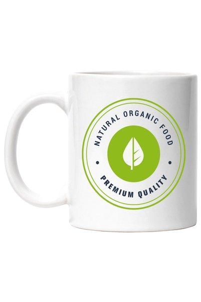 INOVATIX Personalized white mug, Organic Food, Bio Food, Leaf, Circle, Polka ...