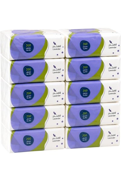 Generic علبة مناديل وجهية باللافندر، 10 عبوات، 200 منديل، مناديل وجهية ناعمة ...