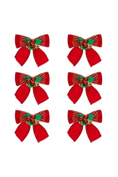 BAMI NETWORK Fundite decorative Craciun rosii catifelate 10cm set 6 buc