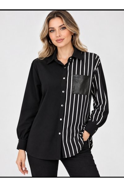 PARKDERİN PLUS SIZE, STRIPED, SNAP-FRONT SHIRT