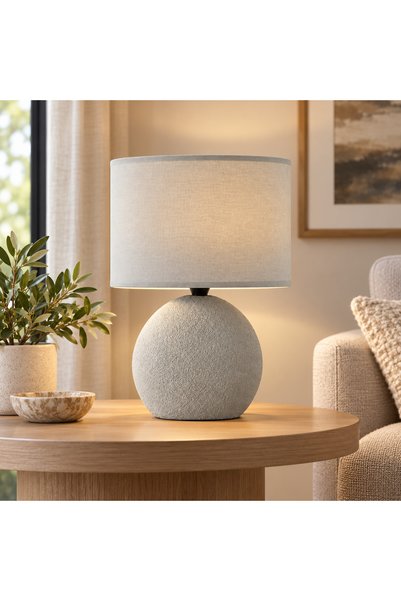 N.zone Modern Table Lamp with Stylish Ball Base and Cylindrical Fabric Shade,...