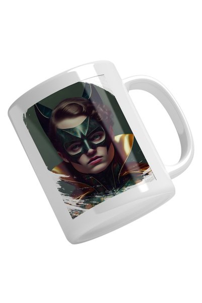 INOVATIX Cana alba personalizata,Portret Fata Batman,Par Brunet,Masca,Marvel,...