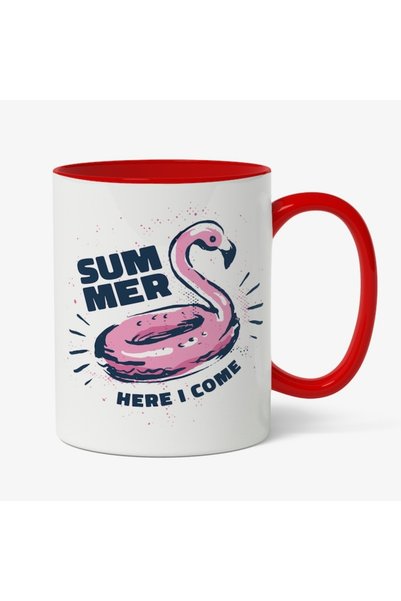 INOVATIX Cana alba personalizata,Colac In Forma De Flamingo Roz, Summer Here ...