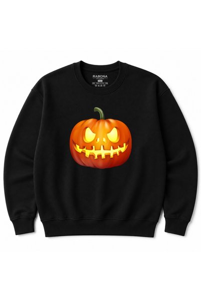 Rabona Fashion Hanorac din bumbac cu imprimeu „Halloween Glowing Jack O Lante...