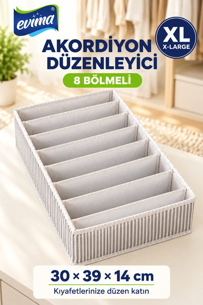 EVİMA Extra großer, 8-fach unterteilbarer Organizer für Schubladen und Schrän...