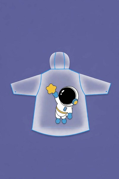 LilyMoon Haină impermeabilă pentru copii, cu glugă, cu model transparent, lun...