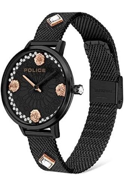Police Analog Watch for Women, with Black Dial, 36mm Stainless Steel Case and...