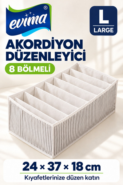 EVİMA Großer 8-Fach-Akordions-Schubladen- und Schrank-Organizer – Kleider-Org...