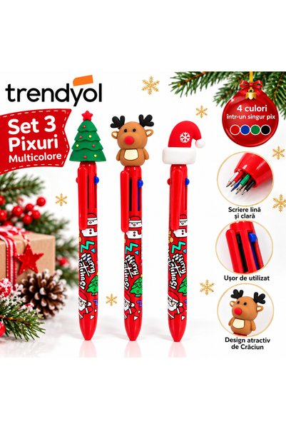 Generic Brand Set 3 Pixuri Multicolore de Crăciun, 4 Culori într-un Singur Pi...