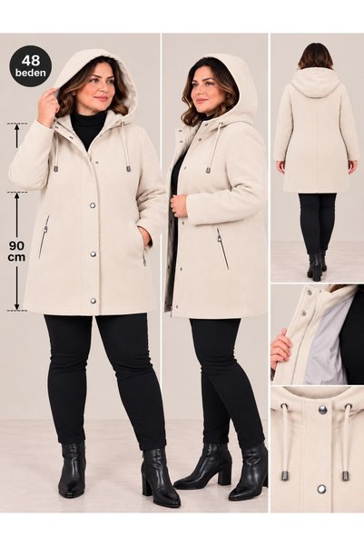 By Alba Collection Palton pentru femei, de culoare crem, cu căptușeală, mărim...