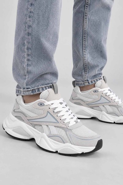 Reebok Men's Sneakers, White and Gray, for Everyday Use, Sneakers with a Thic...