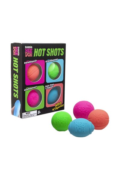 Needoh Hot Shots 4-Pack Squishy Stress Balls for Kids & Adults, Sensory Squee...