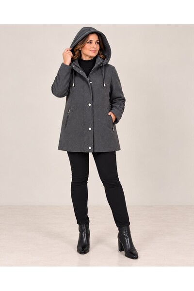 By Alba Collection Women's Gray Melton Coat, Plus Size