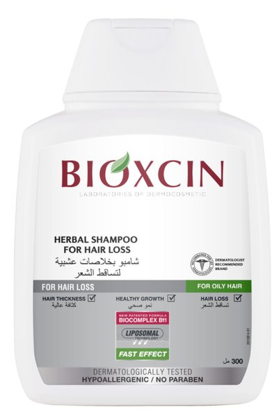 Bioxcin شامبو عشبي لعلاج تساقط الشعر والشعر الدهني، حجم 300 مل.